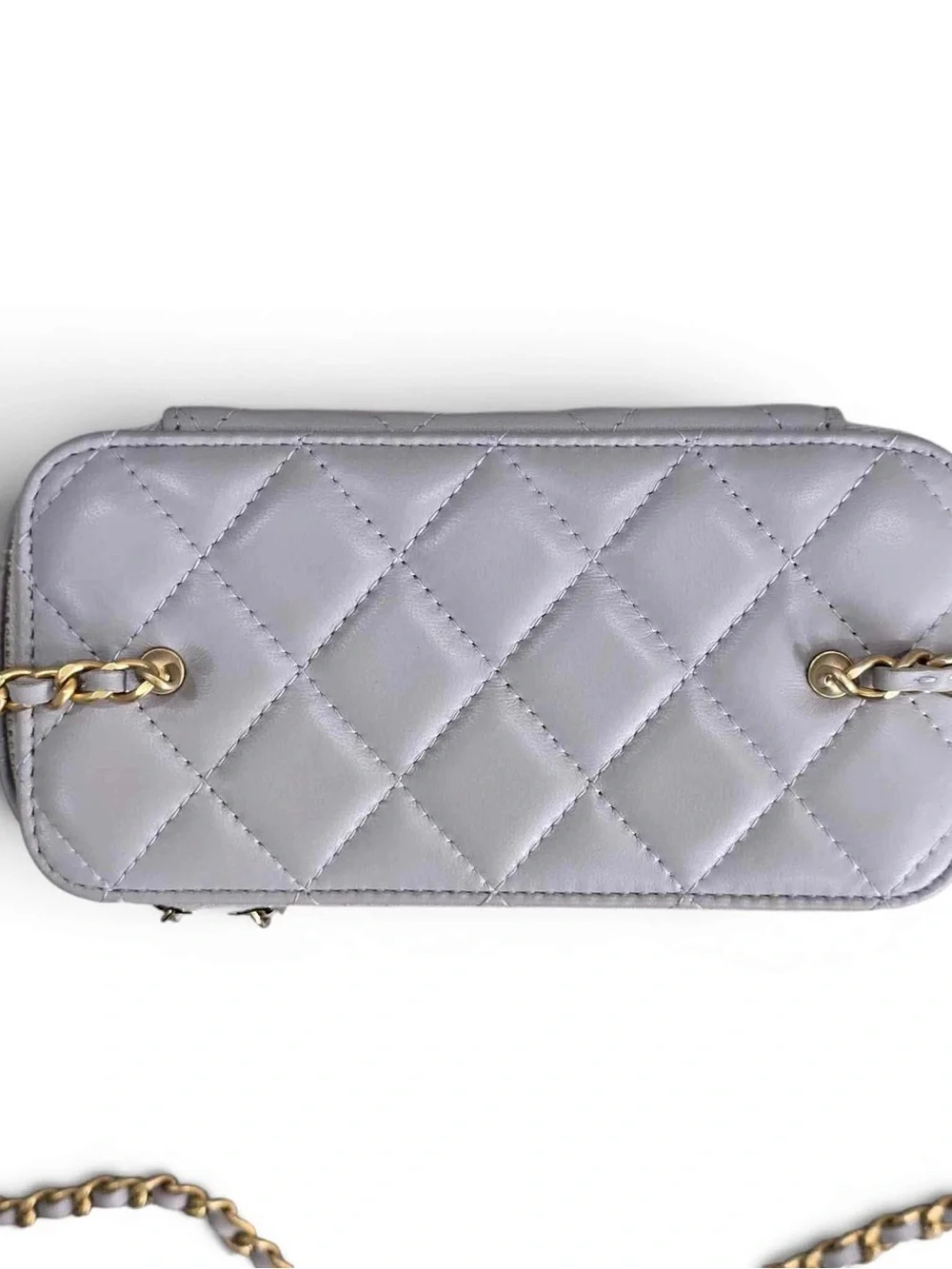 CHANEL Quilted Lambskin Pearl Crush Vanity in Gray with Gold Hardware